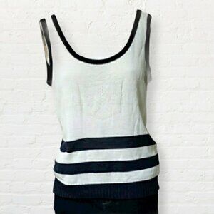 Vintage medium handknit blue white racing flags tank top